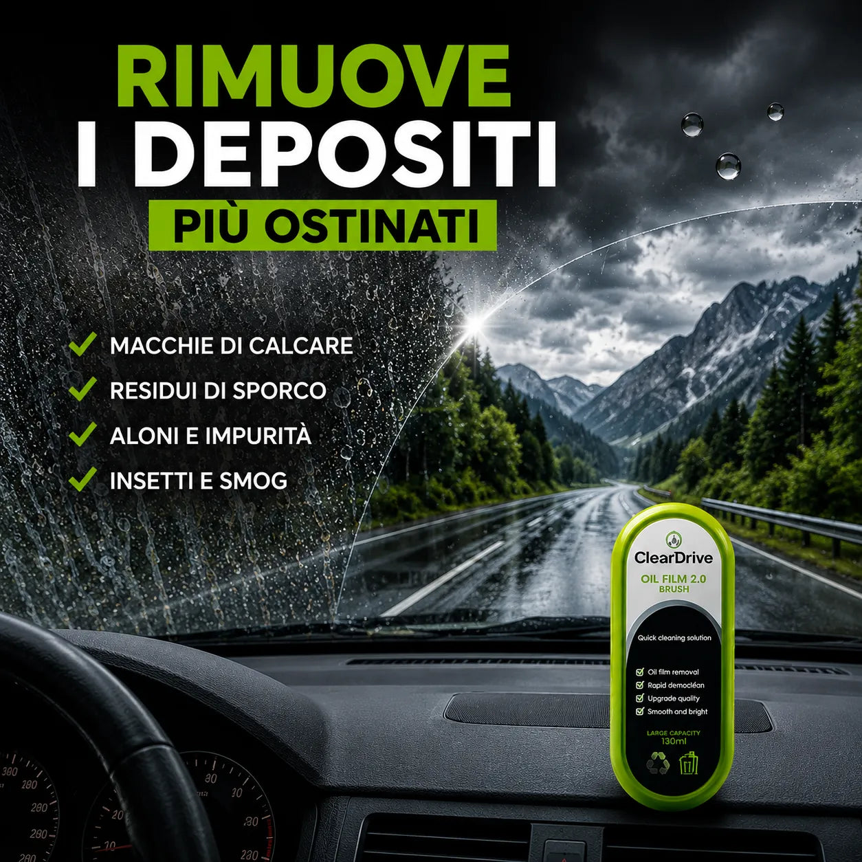 ClearDrive - Protezione Idrorepellente per una Visibilità Perfetta